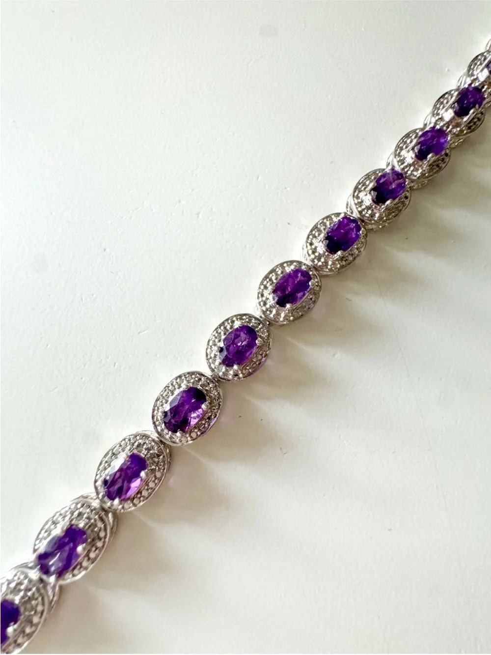 925  Silver Amethyst Tennis Bracelet - Purple